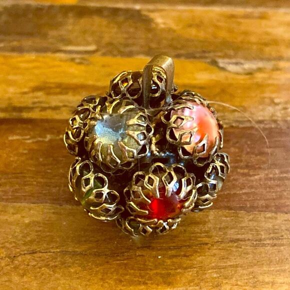 Estate late 90's Brass/Metal Disco Ball Charm - Picture 1 of 5